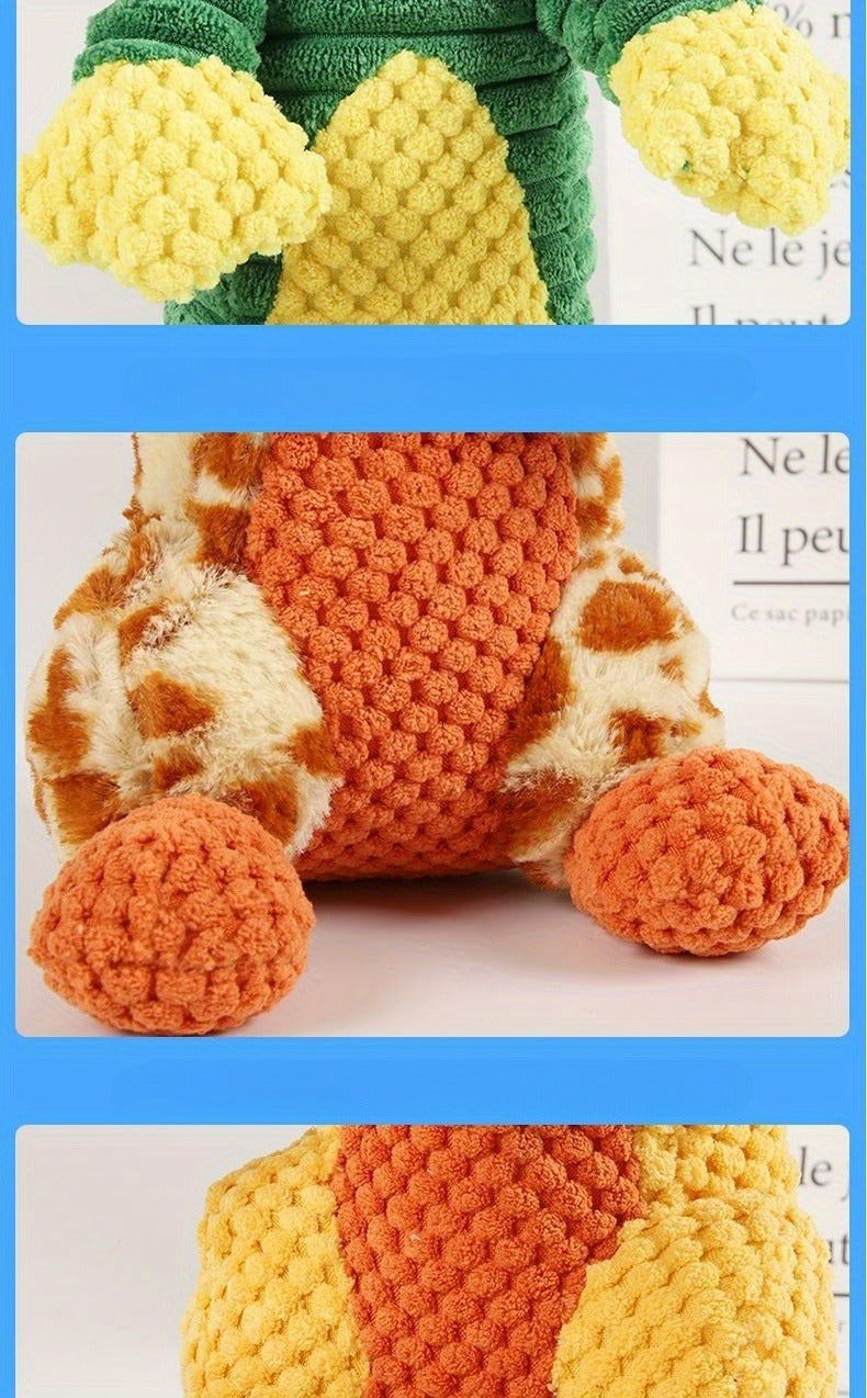 Squeaky Plush Dog Toy with Animal Print - Durable Cartoon Chew Toy for Aggressive Chewers, Interactive Tug of War Toy for All Breeds, Cute Deer & Frog Design Squeaky Dog Gift