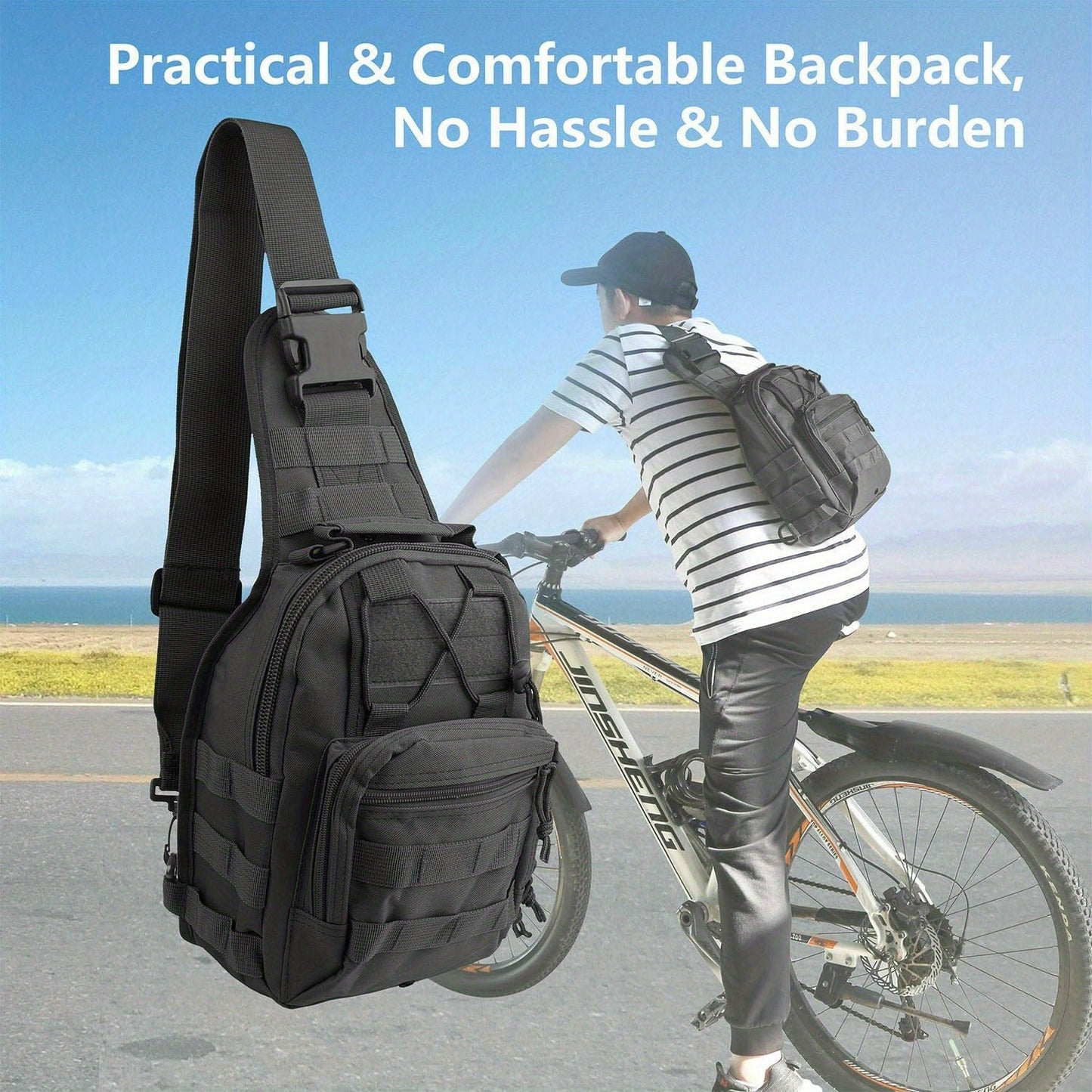 Tactical Sling Backpack – Foldable Crossbody Chest Bag for Men & Women, Large Capacity, Multi-Functional Shoulder Pack for Hiking, Travel, Fishing & Daily Commute
