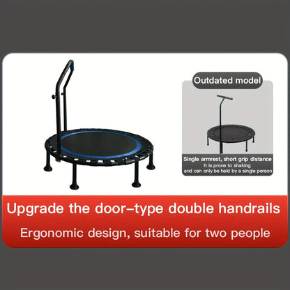 Mini Trampoline 40 Inch Collapsible Fitness Rebounder 660LBS Capacity, Adjustable Foam Handle Bars, Durable Elastic Straps & Thick Steel Frame, Quiet Indoor Outdoor Exercise Trampoline, Blue Green Red