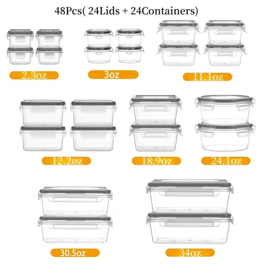 Sealed Food Storage Containers with Lids - Microwave Safe Outdoor Picnic Lunch Box Set for Salads, Fruits, Vegetables & Sandwiches, Durable Leak-Proof Meal Prep Containers, Available in 24/40/48pc Sets