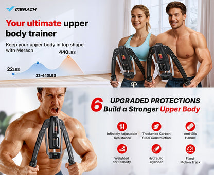 Chest Expander Twister Arm Exerciser 22-440LB Hydraulic Adjustable Resistance Shoulder Muscle Training Fitness Equipment for Home Gym