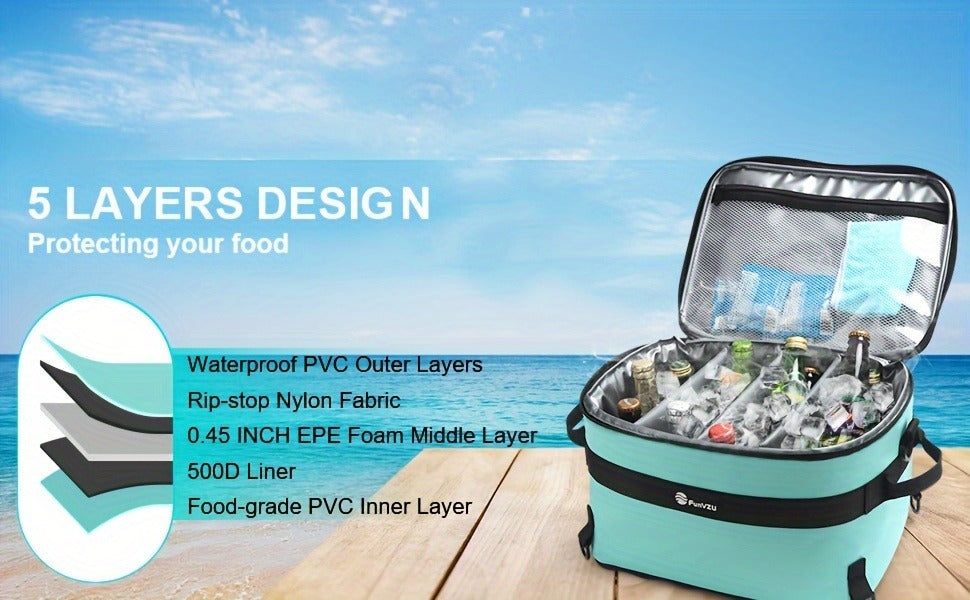 Paddle Board Cooler Bag Waterproof PVC – Insulated SUP Cooler with Mesh Top Pocket & Adjustable Straps | Ample Storage for Stand Up Paddleboarding, Kayaking & Water Sports Gear