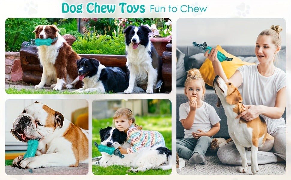 Indestructible Dog Chew Toy for Large & Medium Dogs - Tough Rubber Crocodile Chew Toy with Milk Flavor & Dental Ridges, Durable Dog Toys for Aggressive Chewers 20-100 lbs, Reduces Anxiety & Boredom