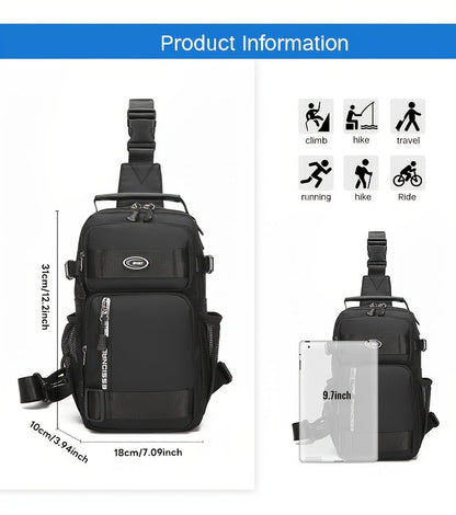Crossbody Chest Bag Unisex Multipurpose Shoulder Sling Bag with Adjustable Strap Zipper Closure Versatile Carry Styles for Daily Use Travel Outdoor Black Grey