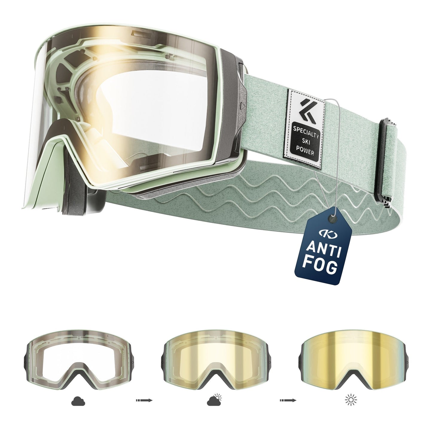 Magnetic Photochromic Ski Goggles OTG Helmet Compatible – 16-Point Magnetic Swap Lens, Triple-Layer Foam, Double Anti-Fog Dual-Layer PC 99.99% UV Protection for Men & Women, Includes Case & Bag