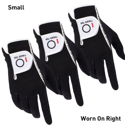 Wet Weather Golf Gloves Rain Grip 3-Pack for Men | Breathable Water-Resistant Golf Gloves for Left & Right Hand – Durable Comfortable Fit in Hot & Wet Conditions (Black, Gray, White | S–3XL)