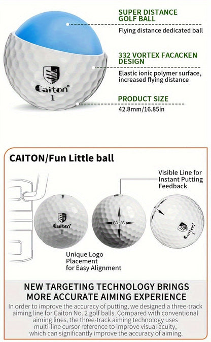Golf Balls 6pcs Long Distance High Speed with 360-Degree Aiming Line Add 40+ Yards Distance Durable Performance Golf Ball Set for Men Women Beginners Advanced Players Practice Training