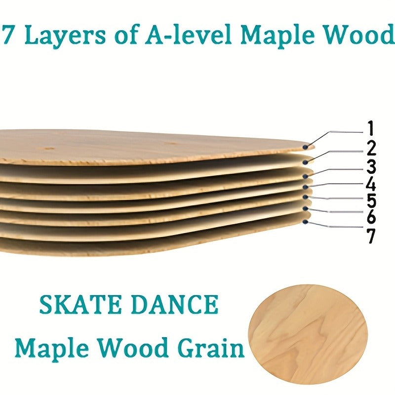 Split Drift Skateboard with PU Wheels & High-End Bearings | 7-Layer Maple Deck Anti-Slip Portable Roller Road Drift Skates Plate – Flexible Lightweight Design for Tricks & Street Skating (2 Styles)