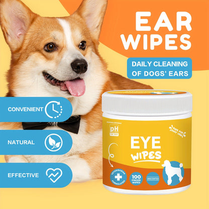 Pet Cleaning Wipes for Dogs & Cats - Ear Wipes Eye Wipes Dental Wipes Teeth Cleaning Kit, Soothing Deodorizing Itch Relief Coconut Scent, Gentle Daily Hygiene Wipes for All Breed Sizes