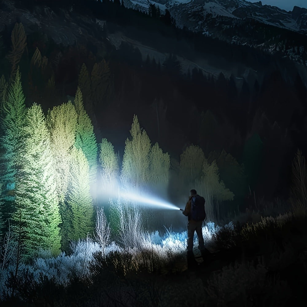 Fire Starter Flashlight with Fresnel Lens – 4500 Lumens Rechargeable Aluminum Alloy Ignition Torch, 1000M Long Range, 6 Modes Tactical Adjustable Beam for Wilderness Survival, Camping, Fishing & Emergency