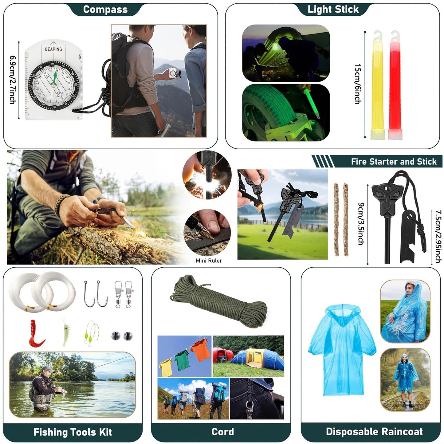 272-Piece Survival Gear Kit with Tactical Bag – Emergency Survival Equipment with Fire Starter, First Aid & Outdoor Tools for Camping, Hiking, Hunting – Crossbody & Molle Bag Options