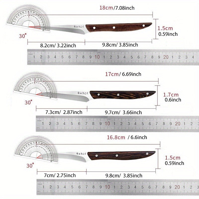 3-Piece Carving Knife Set Fixed Blade Whittling Knives – Portable Multifunctional Peeling Knife with Anti-Slip Outdoor Log Handle – Kitchen Tools Camping Gear Gifts for Dad Men
