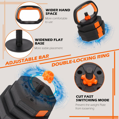 Adjustable Barbell & Dumbbell Set 4-in-1 – 25/50/66 lbs Home Gym Weight Set with Connecting Rod, Strength Training for Men & Women