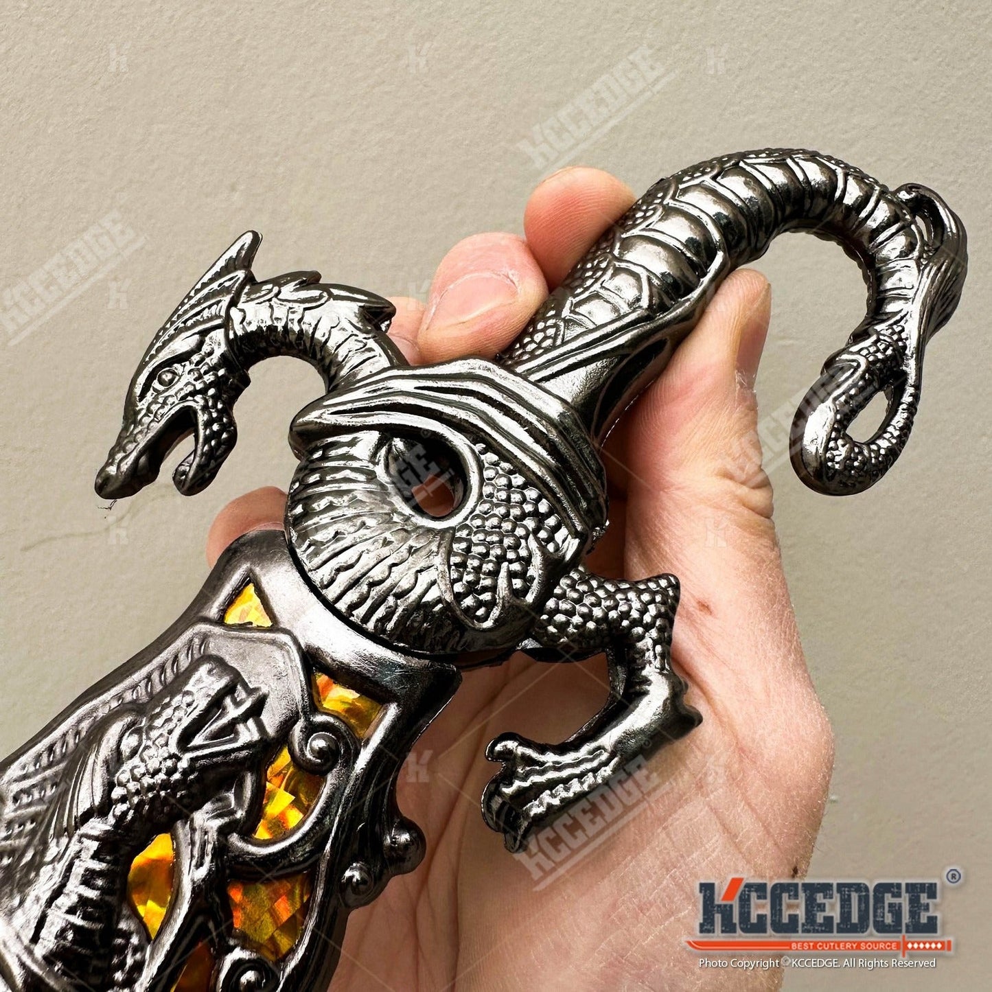 Medieval Fantasy Fixed Blade Knife with Scabbard – 9" Dragon Cosplay Collectible Dagger, 440 Stainless Steel, Historical Replica for Display & Medieval Fair Props