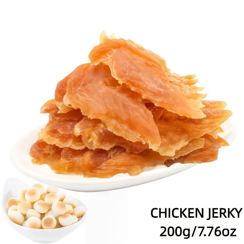 Chicken Jerky Treats for Dogs and Cats – High Protein Chicken Breast Slices, Grain-Free Dental Chews & Training Rewards for Puppies Kittens Adult Dogs Cats, Healthy Natural Pet Snacks