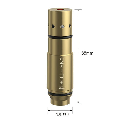 Dry Fire Laser Training Cartridge Multi-Caliber – 9mm 45ACP 223Rem 380ACP 357Sig 308Win 12GA 40Cal 6.5mm 7.62x39 | H59 Brass | Class IIIA Red Laser | Aperture Aiming | Batteries Included