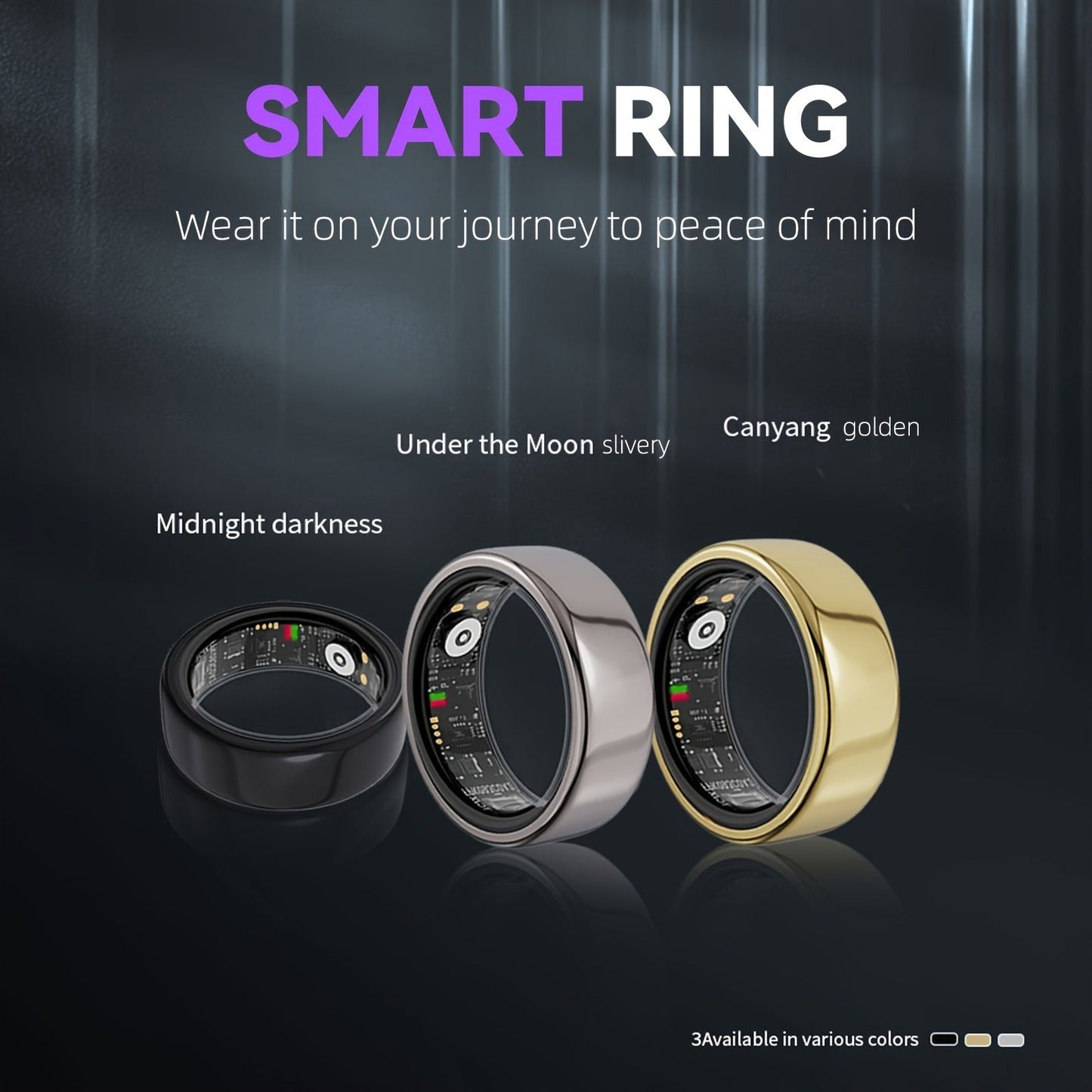 Smart Ring Health Monitor – Step Counter, Sleep Tracker, Heart Rate & Fitness Tracker Ring for Men | Multiple Sizes & Colors