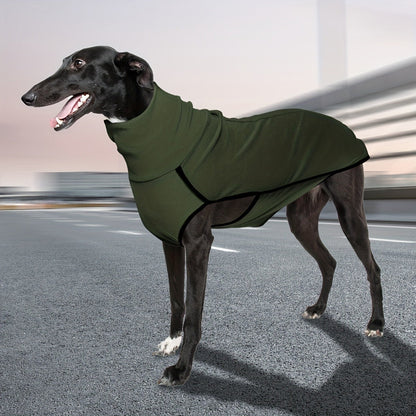 High Neck Dog Coat Warm Pullover – Solid Color Woven Polyester Pet Jacket, Machine Washable, All-Season Fall & Winter Dog Apparel for Small Medium Large Breeds, Colors: Burgundy, Navy, Green, Sizes XL–4XL