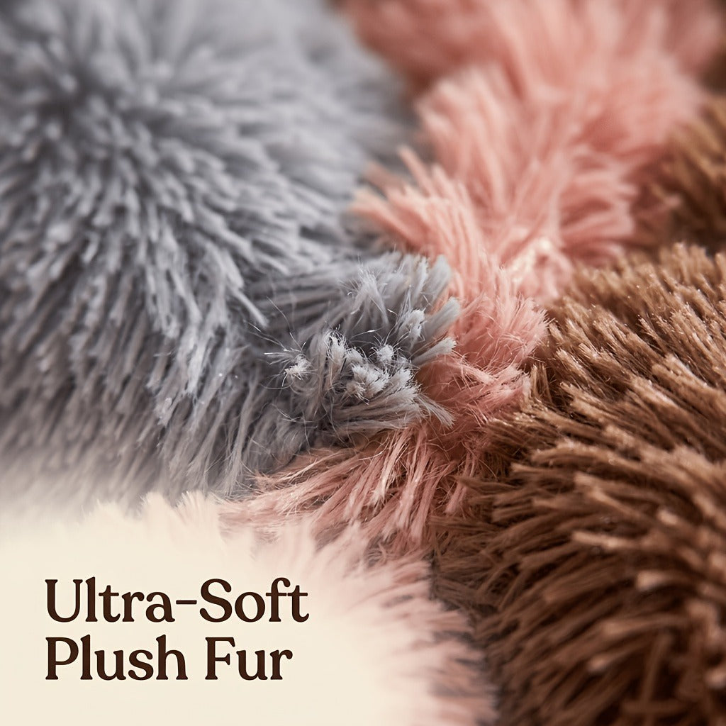 Dog Bed & Cat Bed Plush Bear Paw Print – Soft Warm Pet Bed for Small Medium Large Dogs, Thickened Long Plush, No Assembly, Autumn Winter Pet Sleeping Bed in Coffee Pink Gray