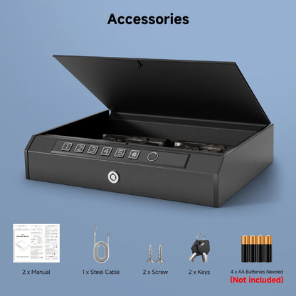 Biometric Gun Safe Fingerprint Digital PIN & Key Unlock 3-Way Access Internal Light Silent Mode Emergency Power Supply Gun Lock Box for Home Bedroom Nightstand Car
