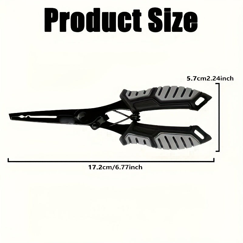 Fishing Pliers Fish Gripper Combo Set 2pcs Stainless Steel Hook Remover Line Cutter with TPR Non-Slip Handle Spring-Loaded Lock for Freshwater Saltwater Bass Trout Pike Catch and Release