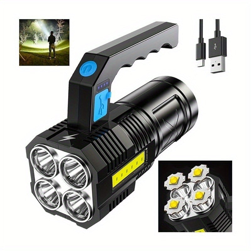 XHP90 Tactical Flashlight 2 Pack 300 Lumen 4 Modes USB Rechargeable 18650 Camping Light with Battery Display 200m Beam