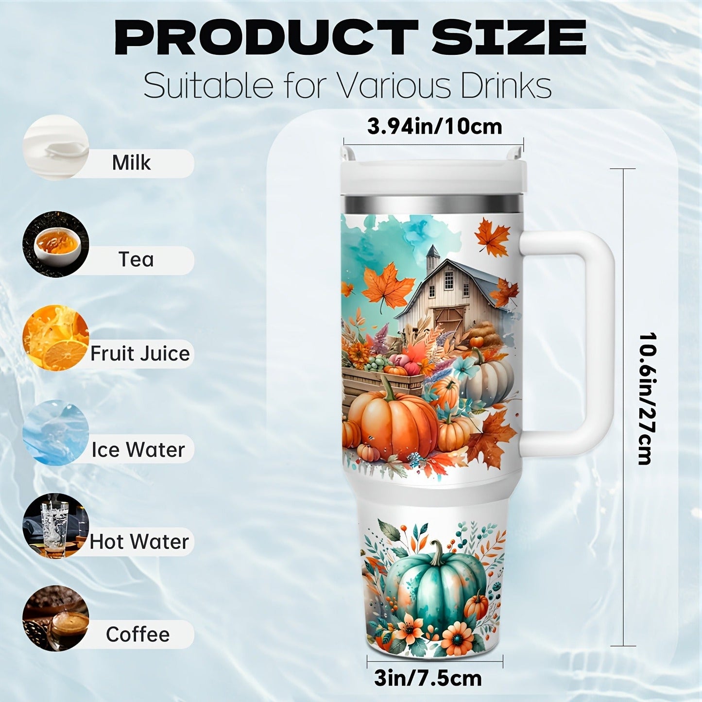 Stainless Steel Insulated Tumbler With Lid and Straw, 40oz & 16oz Highland Cow Thanksgiving Water Bottle With Handle, Keeps Cold 24 Hours Hot 12 Hours, Portable Travel Cup for Car Home Office Birthday Gift