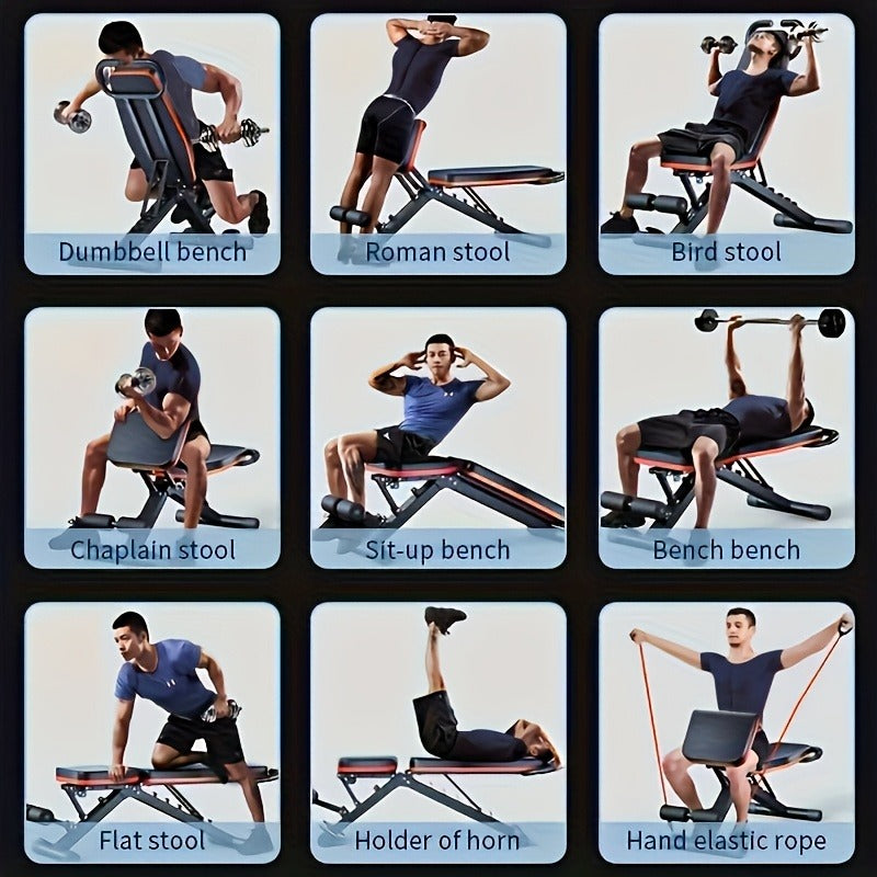 Adjustable Weight Bench – Foldable 14-in-1 Home Gym Dumbbell Bench, 1000 lbs Capacity, Roman Chair with Thick Cushion & Headrest