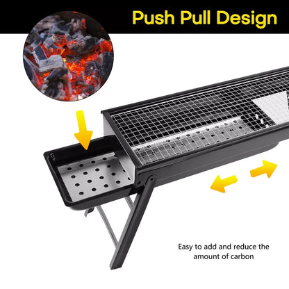 Portable Charcoal BBQ Grill Foldable - Lightweight Compact Outdoor Smoker Grill for Camping, Picnics, Hiking & Backyard Barbecue - Easy Setup Tabletop Charcoal Grill