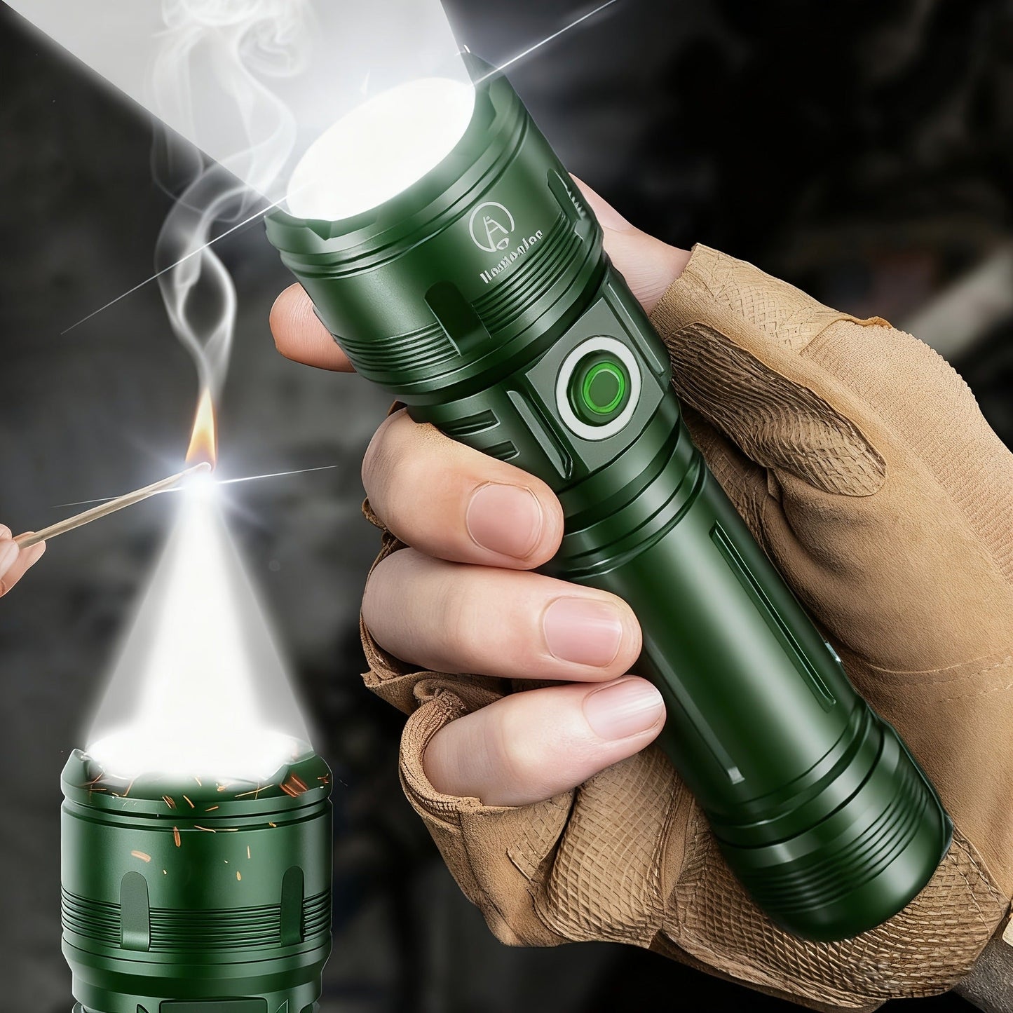 Zoomable LED Flashlight 4500LM, Aluminum Alloy Torch Fresnel Lens Adjustable Beam, 21700 3000mAh Rechargeable Battery, Fire Starting, Long Runtime for Camping Fishing Survival Night Cycling Power Outage