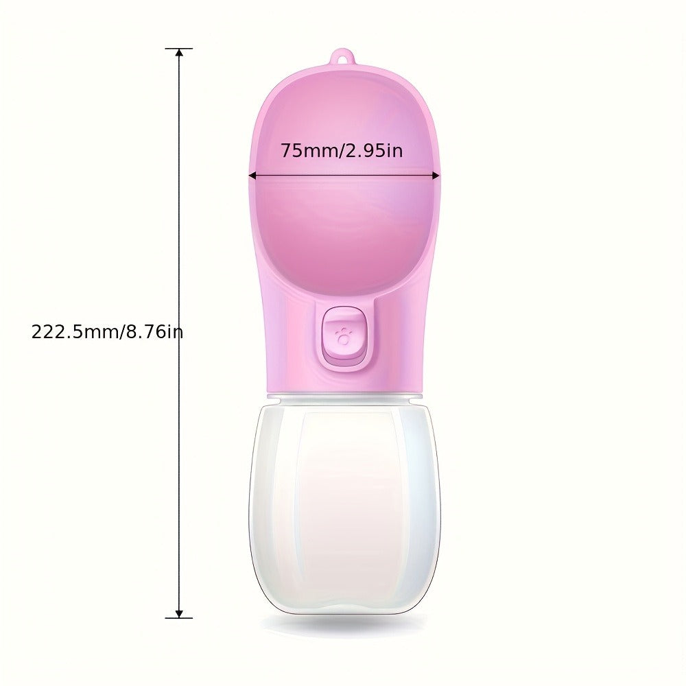 Portable Dog Water Bottle with Food Storage - Leakproof 2-in-1 Pet Travel Bottle for Hiking, Walking & Outdoor Activities, Water Only or Water + Grain Combo, Green / Pink / White