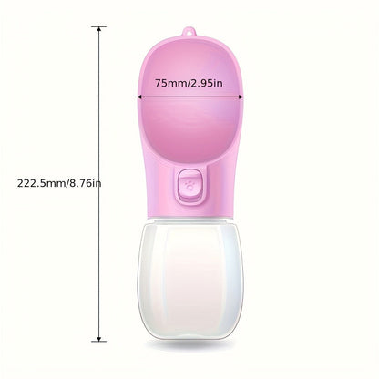 Portable Dog Water Bottle with Food Storage - Leakproof 2-in-1 Pet Travel Bottle for Hiking, Walking & Outdoor Activities, Water Only or Water + Grain Combo, Green / Pink / White