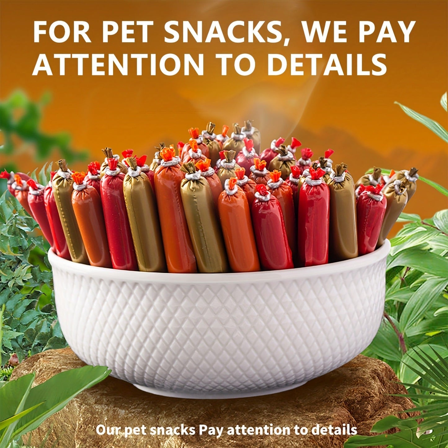Grain-Free Dog Sausage Treats – Chicken Flavor Ham Sticks, Soft & Easy-Digest Dental Chew Snacks for Puppies & Adult Dogs, No Additives, All Breeds (16-Pack or 32-Pack)