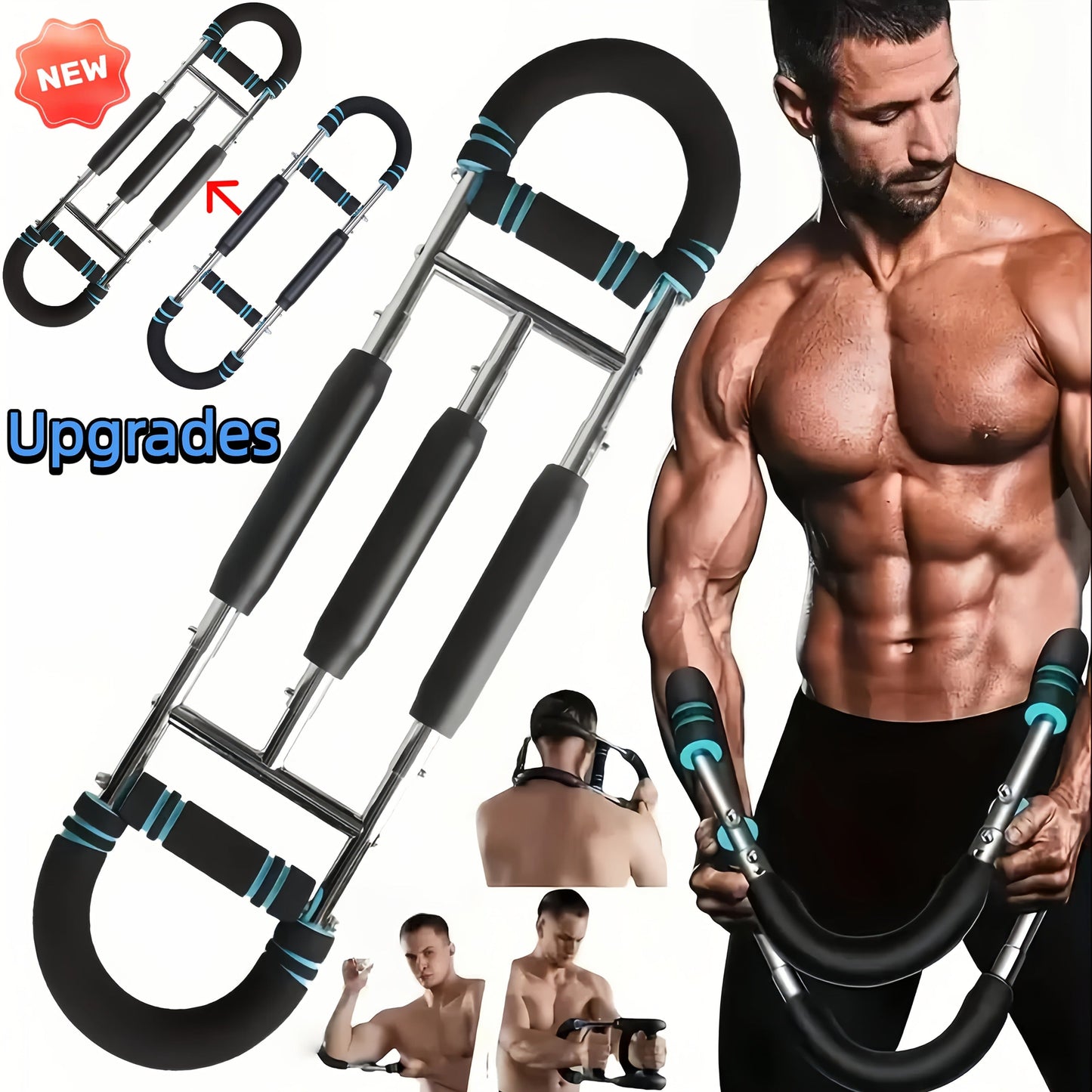 Arm Strength Trainer Three-Bar Chest Expander, Adjustable Multi-Level Resistance, Portable Detachable Forearm & Chest Workout Device for Home Gym, Strength Training & Muscle Building