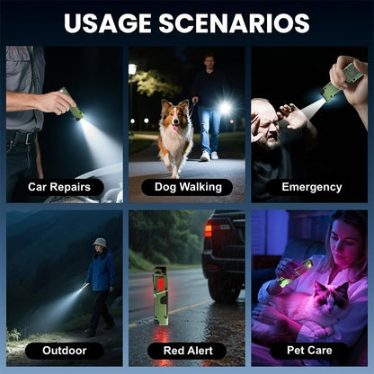 EDC Tactical Flashlight Set 2-Pack - Flat LED Torch + Mini Backup Light, 8 Modes LCD Display, USB-C Rechargeable, Aluminum Body with Back Clip for Camping, Survival & Gift