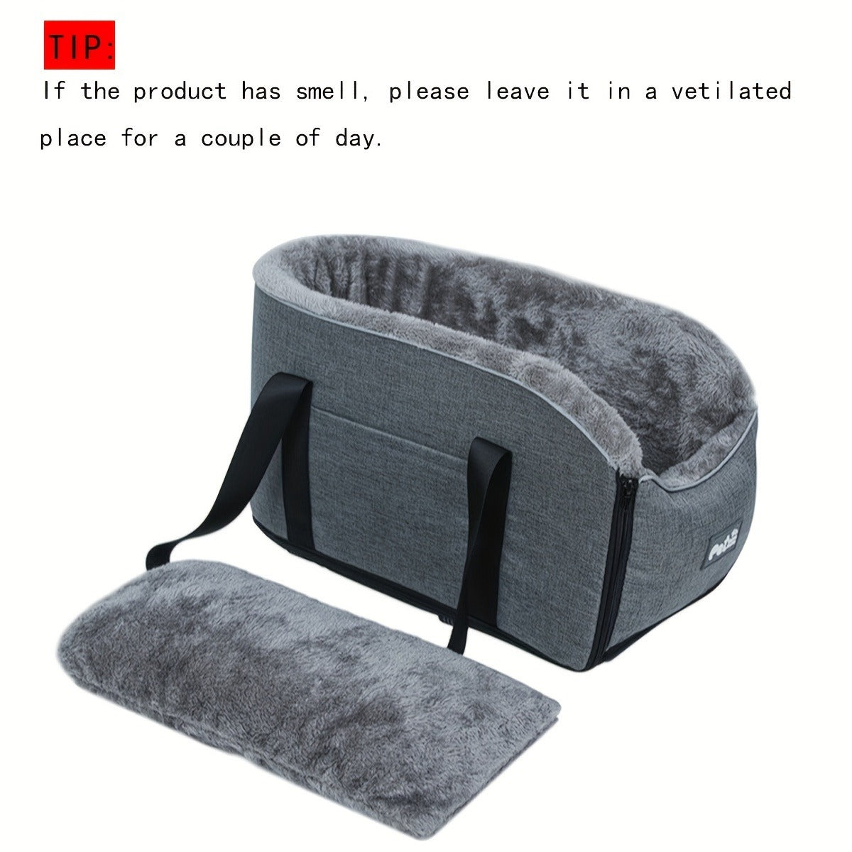 Pet Travel Bag & Car Seat for Small Medium Dogs Cats - Portable Polyester Carrier with Secure Buckle Closure, Cozy Soft-Sided Dog Cat Travel Tote Bag for Road Trips, Vet Visits & Daily Commutes, Grey