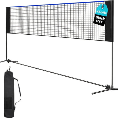 Badminton Volleyball Net Portable Adjustable Height 10ft 14ft 17ft Weather-Resistant Outdoor Indoor Backyard Pool Court Net with Carry Bag for Backyard Lawn Beach Park Play