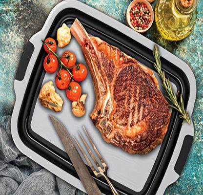 Collapsible BBQ Prep Tub 3-in-1 Grill Caddy – Cutting Board, Washing Basket & Prep Station | Food-Grade Plastic, Drainage Hole, Foldable for Camping & Outdoor Grilling