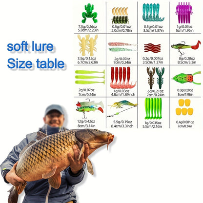 Fishing Lures Kit with Tackle Box – Mixed Plastic & Metal Baits, Hooks, Swivels & Jig Hooks (110/252/361pcs)
