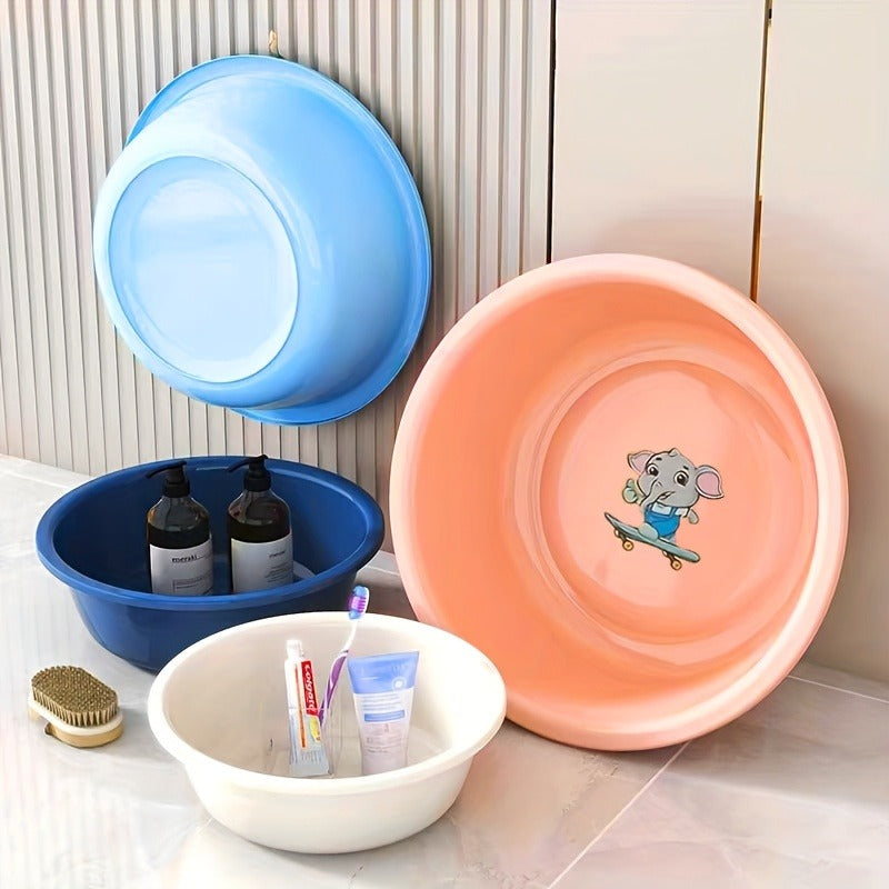 Plastic Wash Basin 12 Quart Stackable Round Tub - Portable Household Washing Bowl for Kitchen, Camping, Face Washing, Fruit & Vegetable Cleaning, Dish Washing & Bottle Rinsing, 4 Colors, Small to Oversized