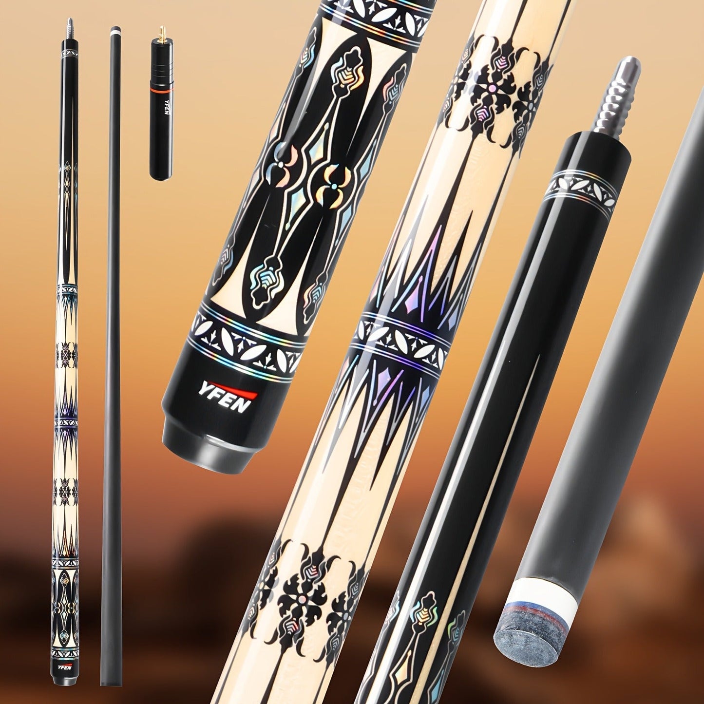 Carbon Fiber Pool Cue Stick Low Deflection Billiard Cue with 11.8mm 12.5mm Tip Pro-Taper Shaft Canadian Maple Butt Extension Compatible Professional Pool Cues for Competitive Play and Tournament Use