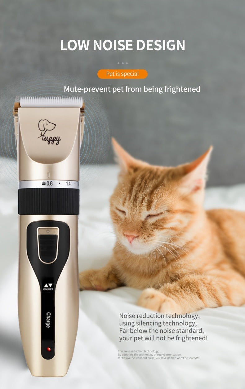 Pet Hair Trimmer Kit 2-in-1 with LED Nail Clipper – 12-in-1 Cordless Quiet Electric Clippers for Dogs & Cats, USB Rechargeable, 5 Guide Combs, Ergonomic Non-Slip Handle, Home & Salon Use