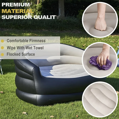 Inflatable Sofa Portable Air Cushion Bed – Lightweight Foldable Lazy Couch for Outdoor Camping, Hiking, Beach, Backyard & Indoor Home Use, Quick Inflate Lounger Chair, Single Person Air Sofa