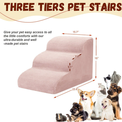 Dog Stairs for High Beds & Sofa - Extra Wide Foam Pet Steps with Non-Slip Bottom, Soft Cushioned Dog Ramp for Couch, Ideal for Small Dogs, Senior & Injured Pets, 2/3/4 Steps, 6 Colors