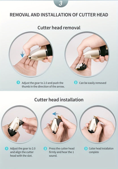12-in-1 Pet Hair Trimmer Kit USB Rechargeable - Professional Cordless Electric Clippers for Dogs Cats Puppies Kittens, Adjustable Blade 5 Guide Combs Nail Clipper Scissors, Silent Home Grooming Set