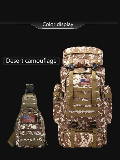 Tactical Backpack 2-Pack 21 Gallon 3-Day Assault Pack with Chest Pack Polyester Stripe for Hiking Camping Hunting Travel Work Sports Men