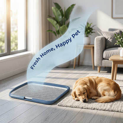 Indoor Dog Potty Tray with Removable Grating - Leak-Proof Puppy Training Toilet, Washable Pee Pad Holder for Apartments, Easy Clean Dog Bathroom, 7 Colors, Small & Large Sizes