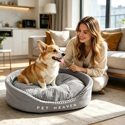 Furry Round Pet Bed for Dogs & Cats - Soft Warm Washable Dog Bed with Anti-Slip Base, Foldable Breathable Plush Cat Bed Mattress for Small Medium Large Pets, Indoor Dog Cage Pad, Sizes M-XXL