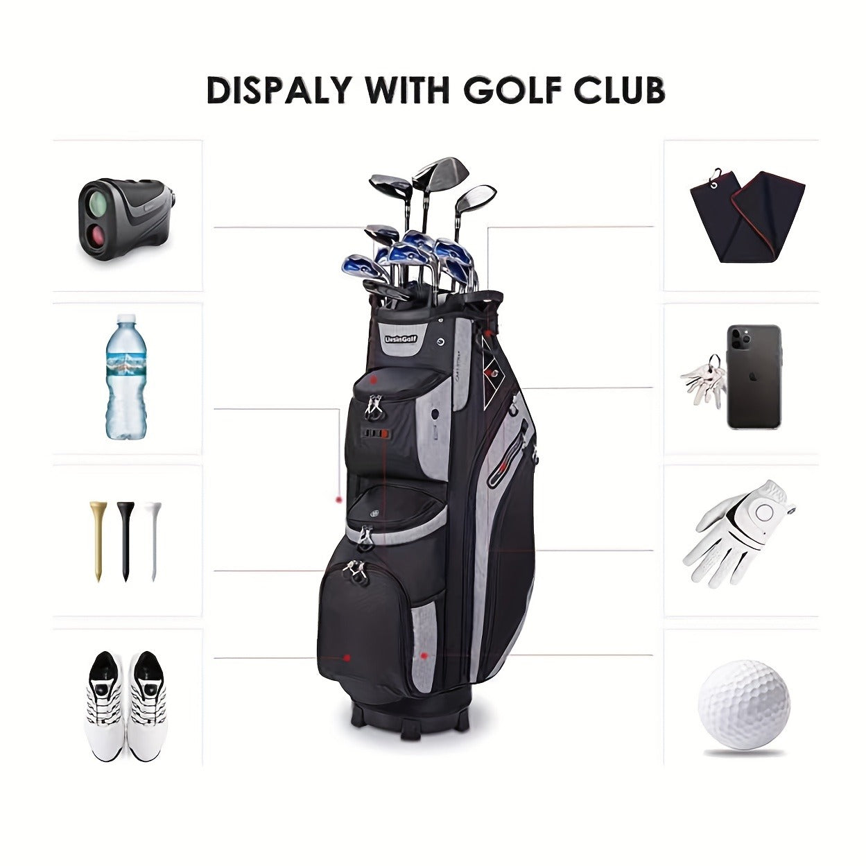 Golf Cart Bag with Full-Length Dividers – Sturdy Spacious Stand Bag with Multiple Pockets for Golf Club Organization, Accessories Storage, Men & Women Golfers