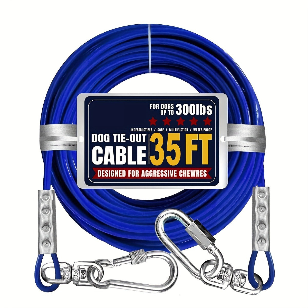 Dog Tie Out Cable for Yard Heavy Duty - Steel Wire Runner Leash with Swivel Hooks, Holds Up to 300 lbs, Anti-Tangle Dog Run Cable for Large Dogs Outdoor - S/M/L Sizes, 3 Colors